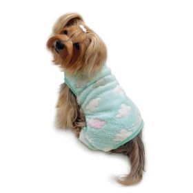 Ultra Plush Fluffy Clouds Front Sleeveless Pajamas (Color: Green, size: XL)